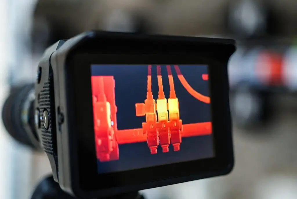 Thermografisch beeld van elektrisch verdeelkast met zichtbare oververhitting en brandrisico