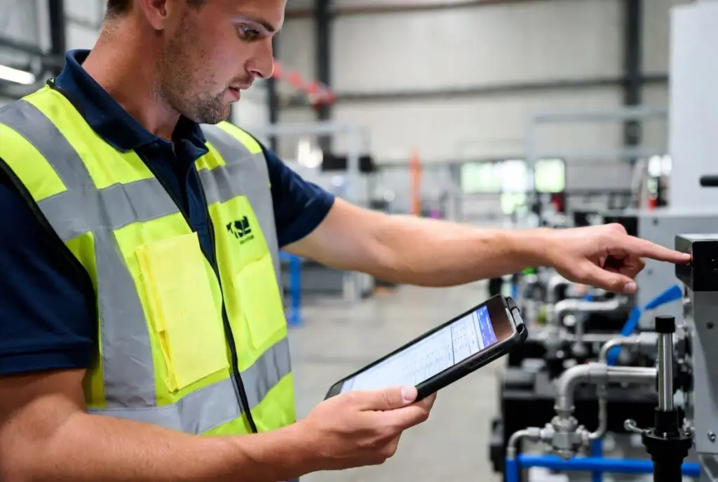 Keuringservice Noord keurmeester actief bij keuring van arbeidsmiddelen op locatie