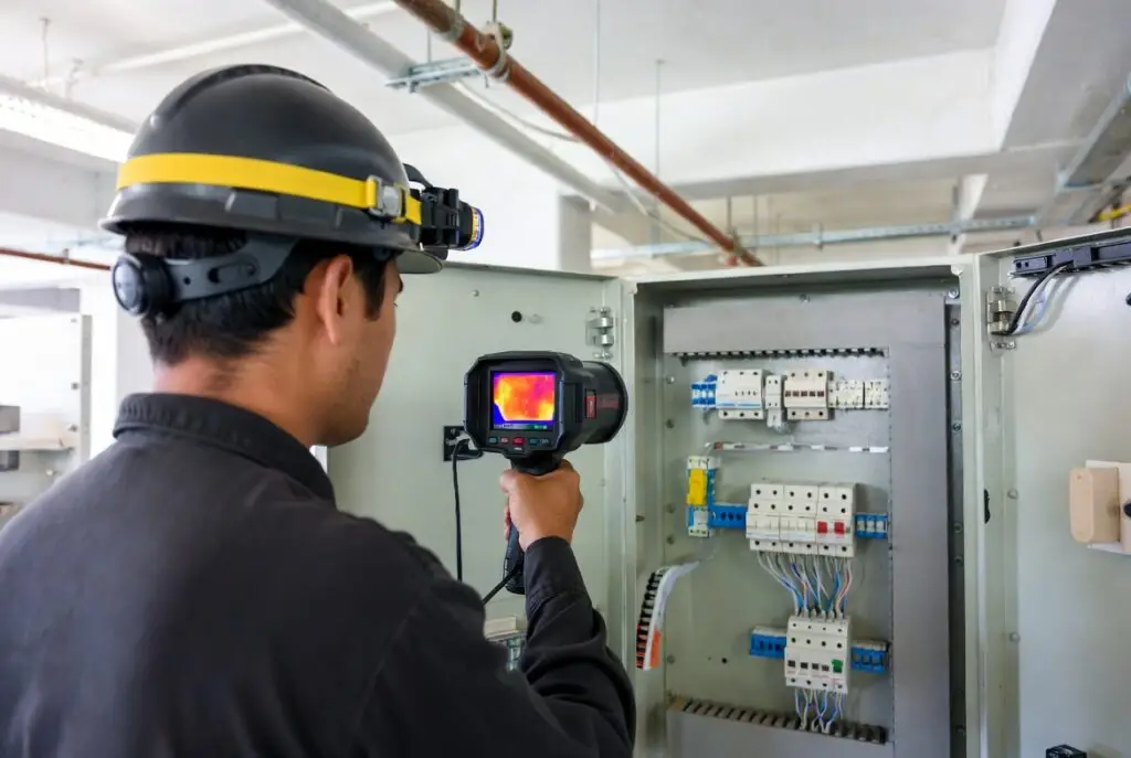 Warmtebeeldcamera inspecteert elektrische installatie op temperatuurafwijkingen via NTA 8220