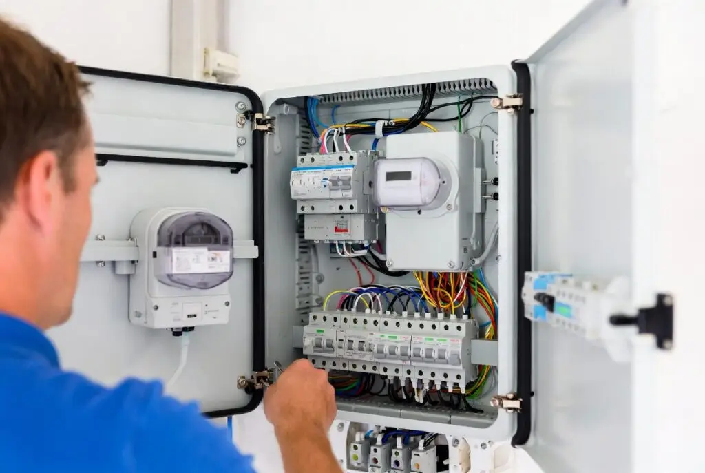 Elektricien vervangt meterkast met nieuwe groepenkast volgens NEN 1010 norm