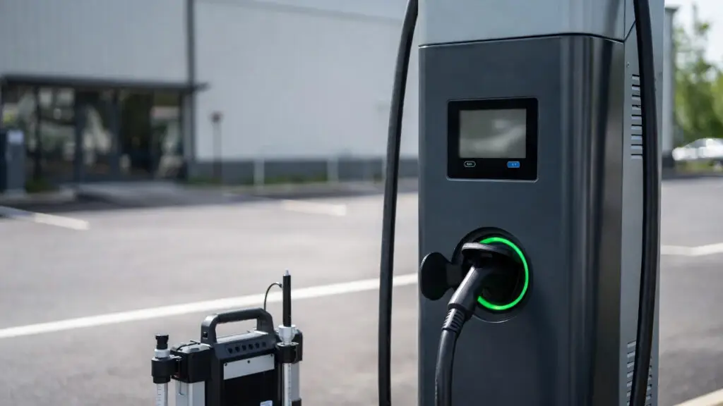 Veiligheidsinspectie van laadpaal en EV-installatie op locatie